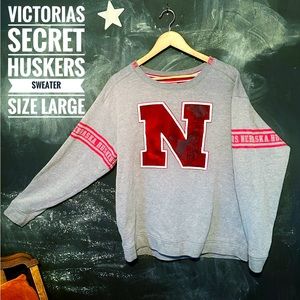 PINK Nebraska Husker Crewneck | Victoria’s Secret Game Day Sweater | Velvet